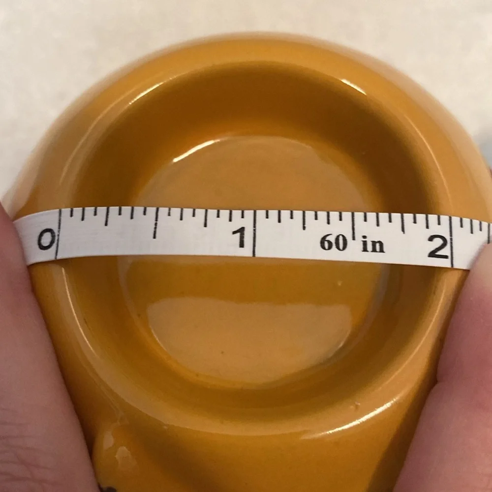 🆕GIFT CRAFT: Yellow Ceramic Owl Tea Light Holder